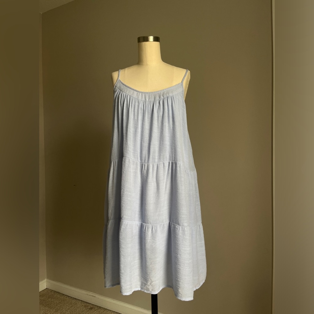 Baby blue flowy peplum sun dress